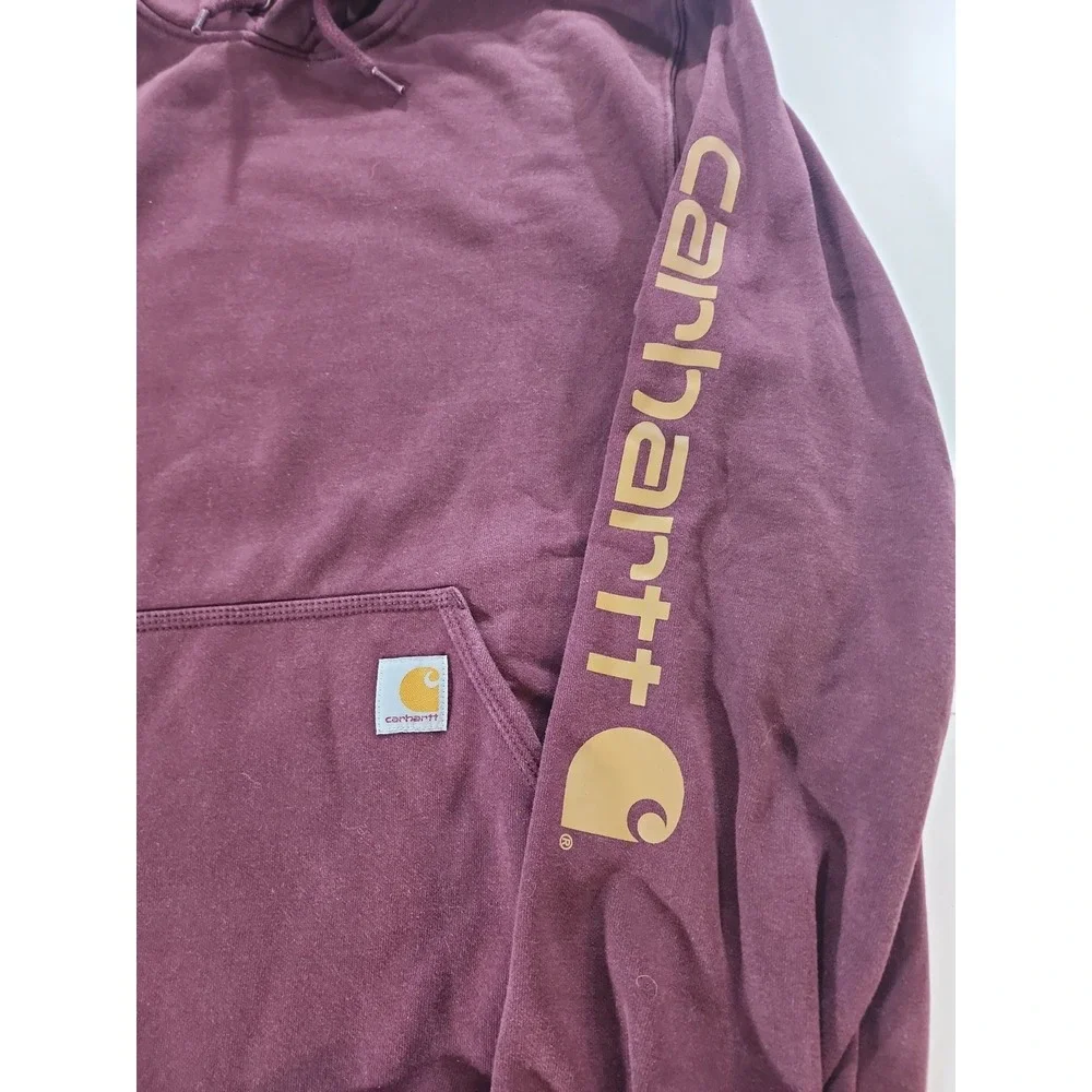 Carhartt Loose Fit Midweight Hoodie Mens Medium Port Burgundy‎ Sleeve Logo K288
